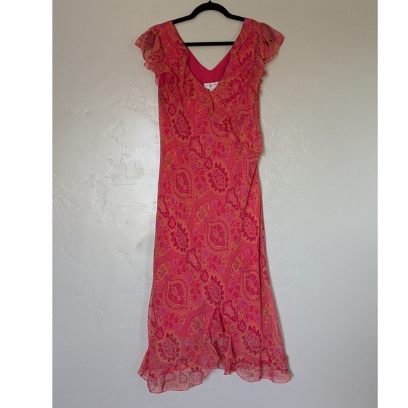 Alyn Paige Floral Paisley Dress 13/14‎ V Neck USA Made Y2K Romantic Feminine - Picture 3 of 10